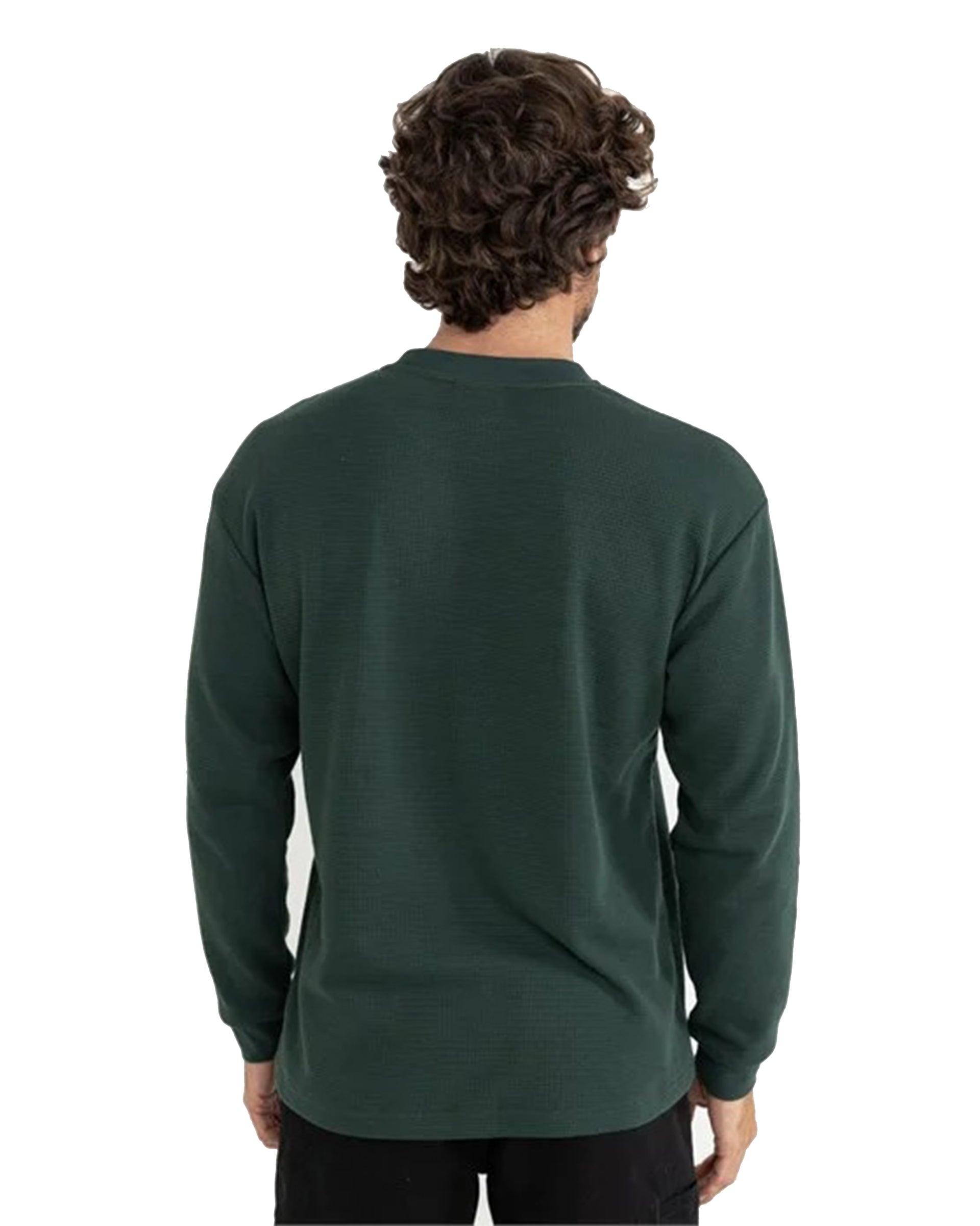 Rhythm Vintage Pocket Long Sleeve Waffle Shirt - Pine