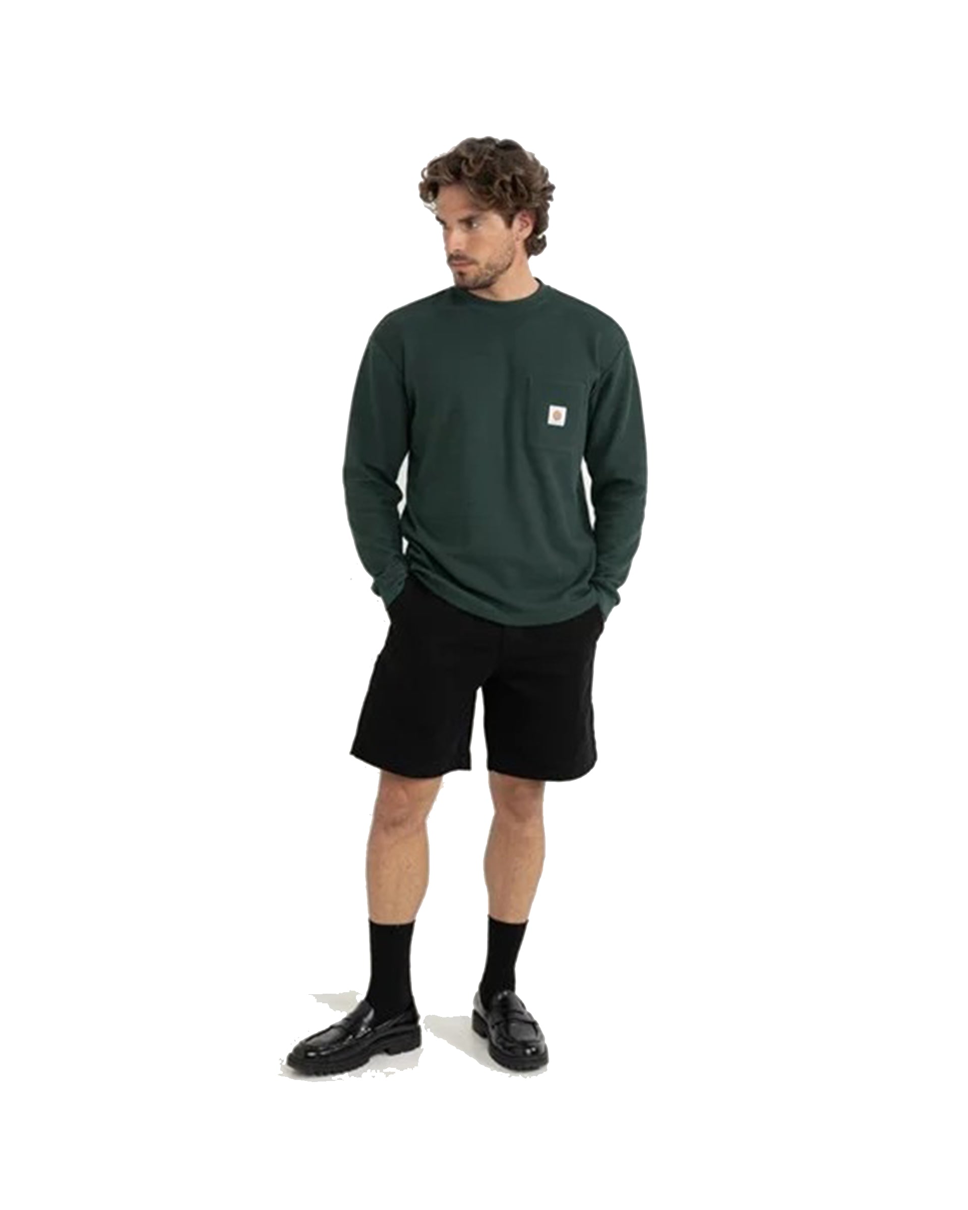 Rhythm Vintage Pocket Long Sleeve Waffle Shirt - Pine