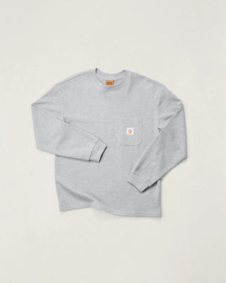 Rhythm Vintage Pocket Long Sleeve Waffle Shirt - Grey Heather
