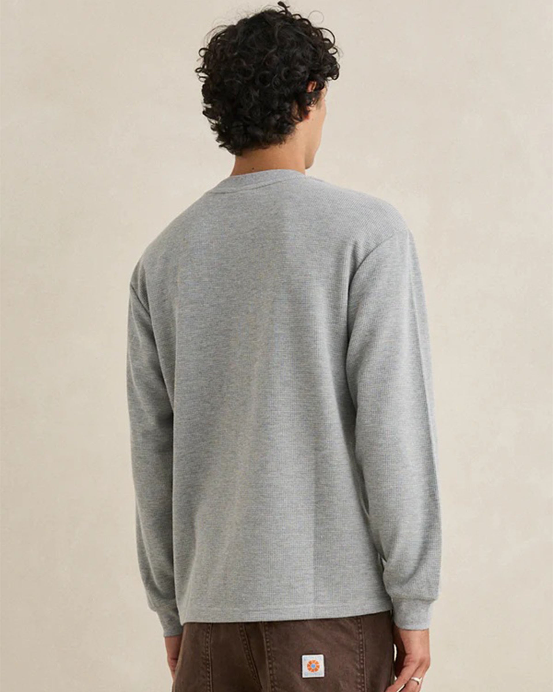Rhythm Vintage Pocket Long Sleeve Waffle Shirt - Grey Heather