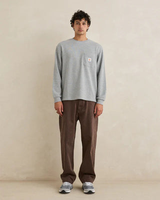 Rhythm Vintage Pocket Long Sleeve Waffle Shirt - Grey Heather