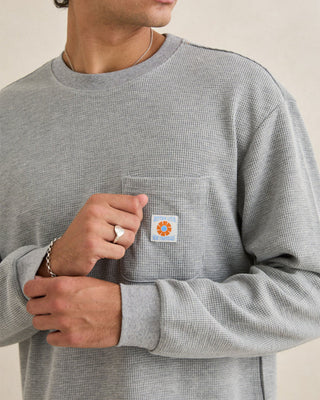 Rhythm Vintage Pocket Long Sleeve Waffle Shirt - Grey Heather