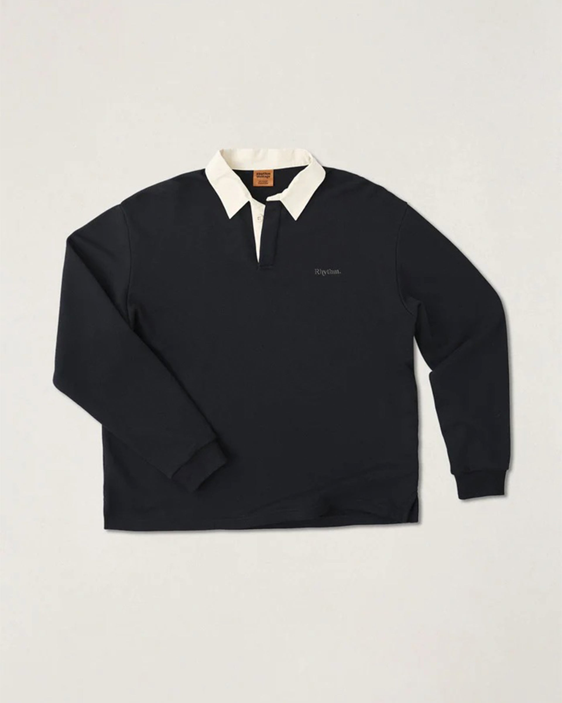 Rhythm Vintage Rugby Long Sleeve Polo - Charcoal