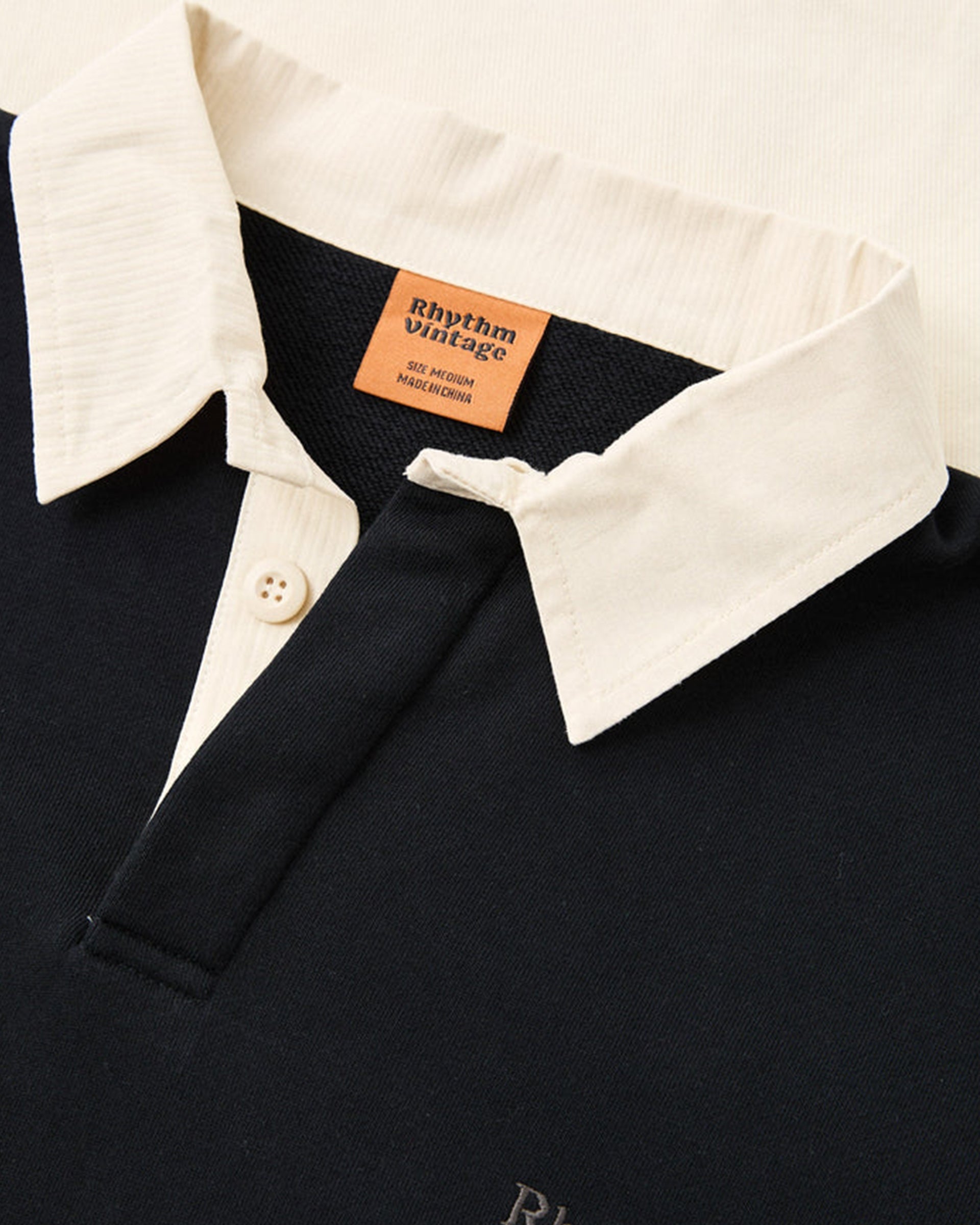 Rhythm Vintage Rugby Long Sleeve Polo - Charcoal