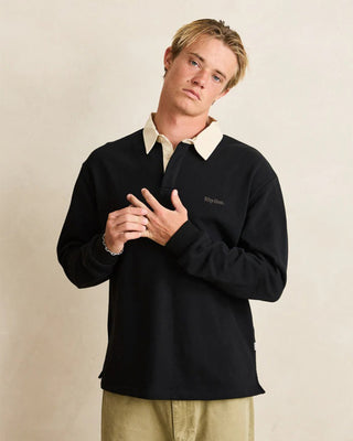 Rhythm Vintage Rugby Long Sleeve Polo - Charcoal