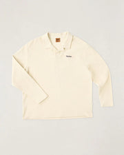 Rhythm Waffle Rugby Long Sleeve Polo - Natural