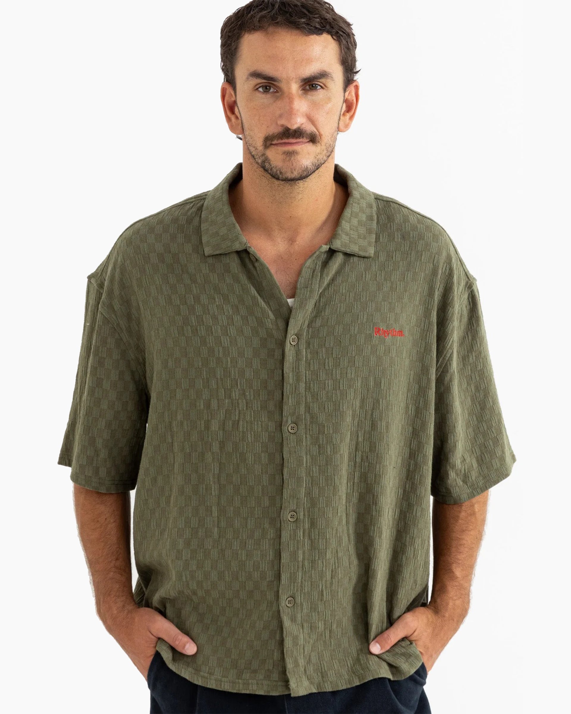 Rhythm Wash Check Relaxed Short Sleeve Shirt - Green