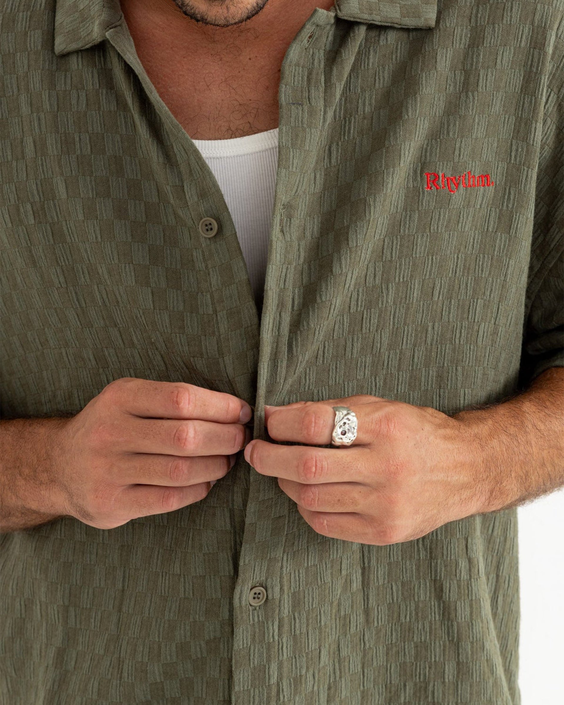 Rhythm Wash Check Relaxed Short Sleeve Shirt - Green