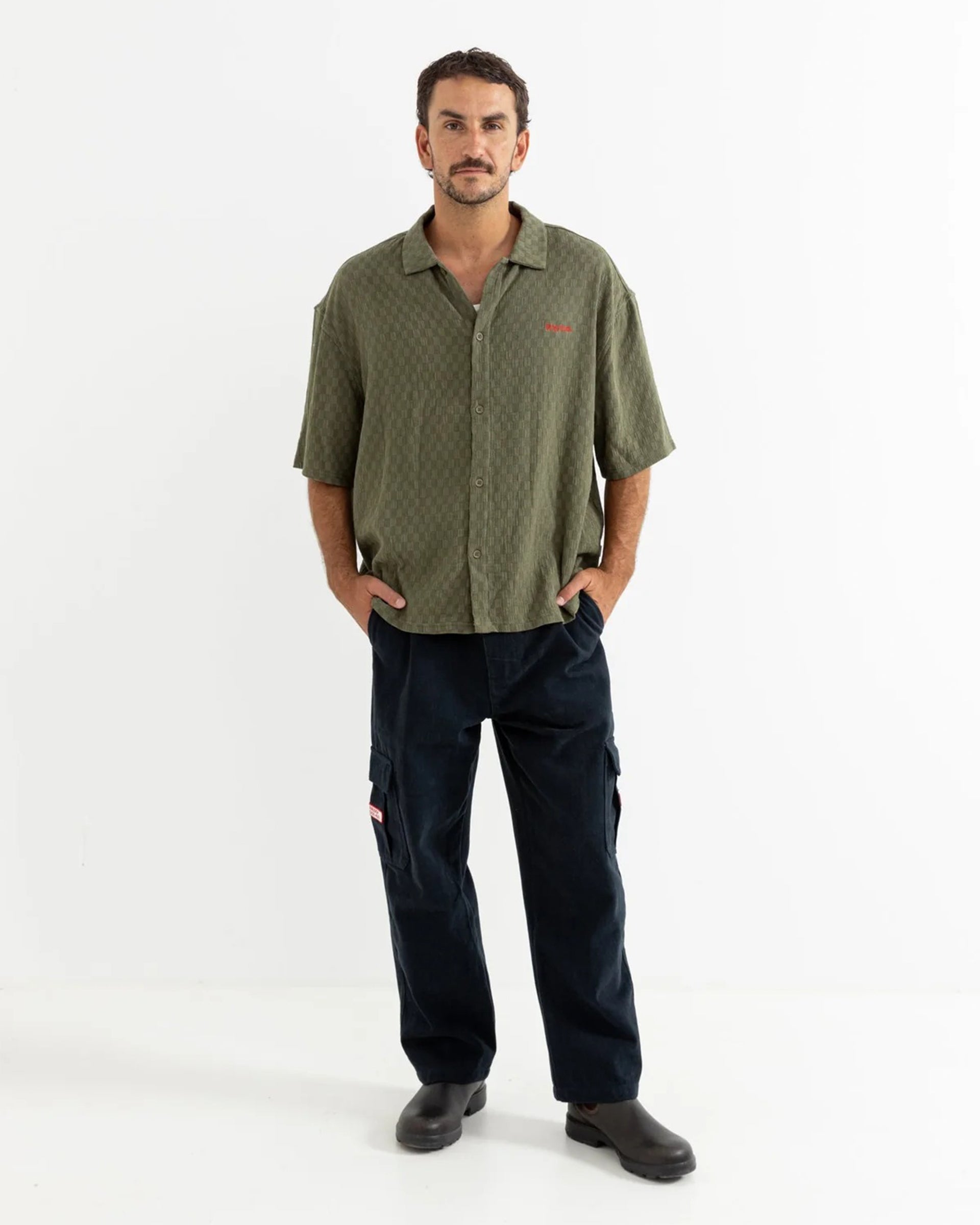 Rhythm Wash Check Relaxed Short Sleeve Shirt - Green