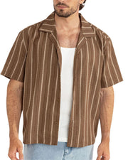 Rhythm West Winds Stripe Short Sleeve Shirt - Earth