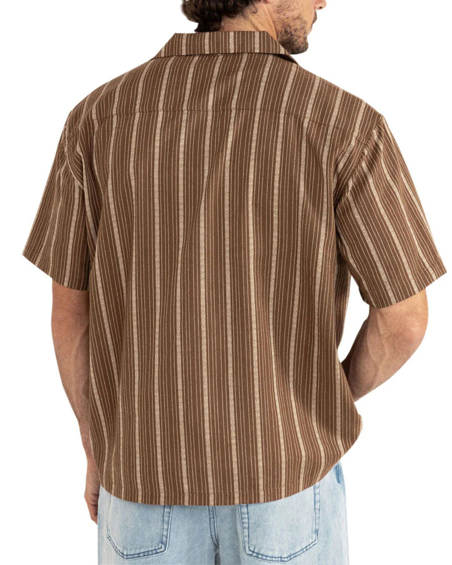 Rhythm West Winds Stripe Short Sleeve Shirt - Earth