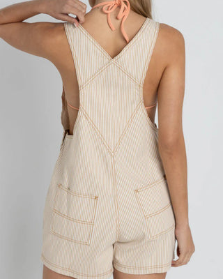 Rhythm Women's Willa Stripe Short Overall - Sand