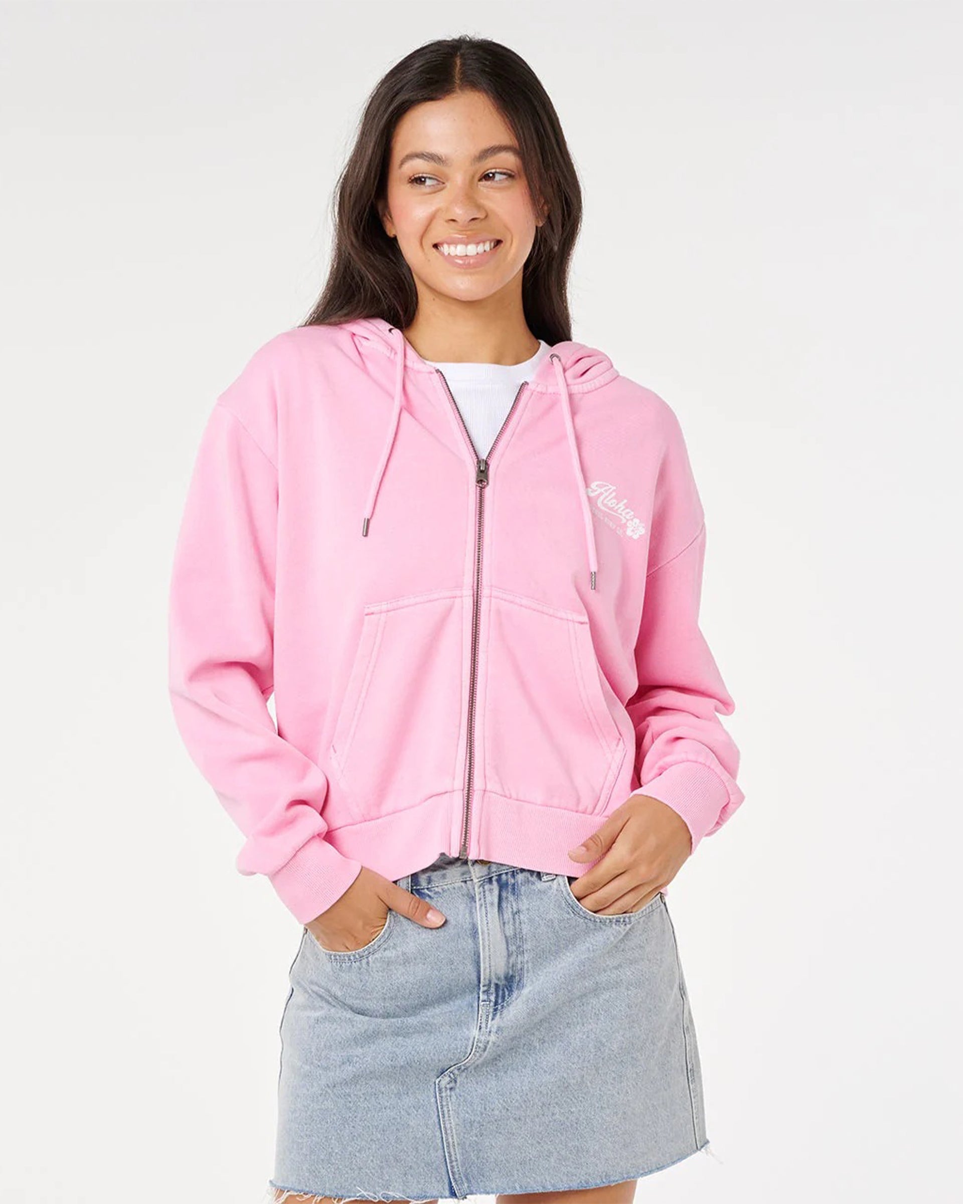 Rip Curl Women's Aloha Relaxed Zip Through - Pastel Pink