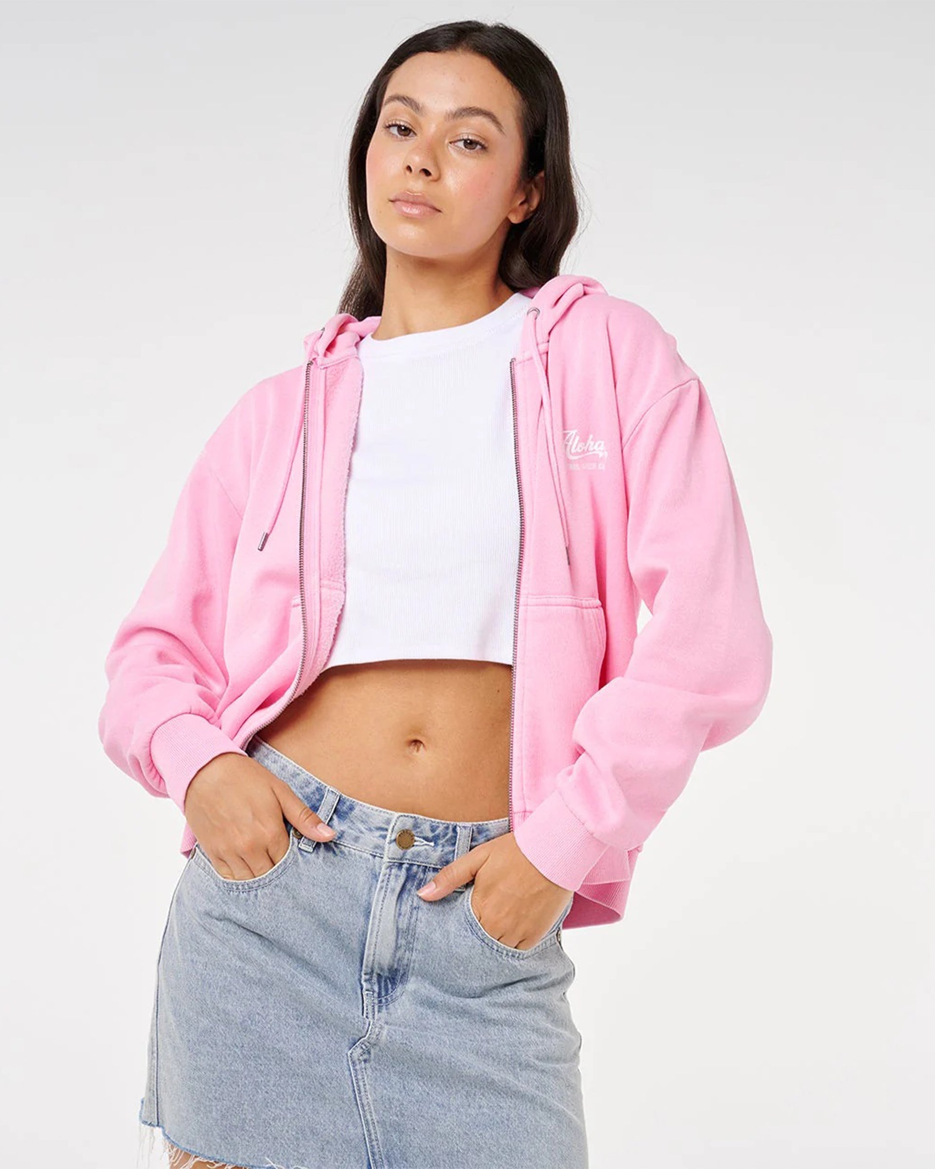 Rip Curl Women's Aloha Relaxed Zip Through - Pastel Pink