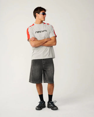 Rip Curl Archive Up Top Panel Loose Short Sleeve T-Shirt - Grey Marle