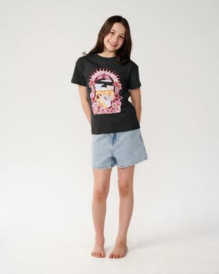 Rip Curl Girl's (8-16) Costa Del Sol Band Tee - Washed Black
