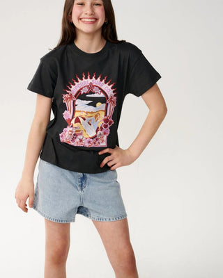 Rip Curl Girl's (8-16) Costa Del Sol Band Tee - Washed Black