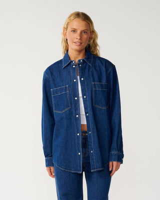 Rip Curl Women's Cruisin Denim Long Sleeve Shirt - Mid Blue