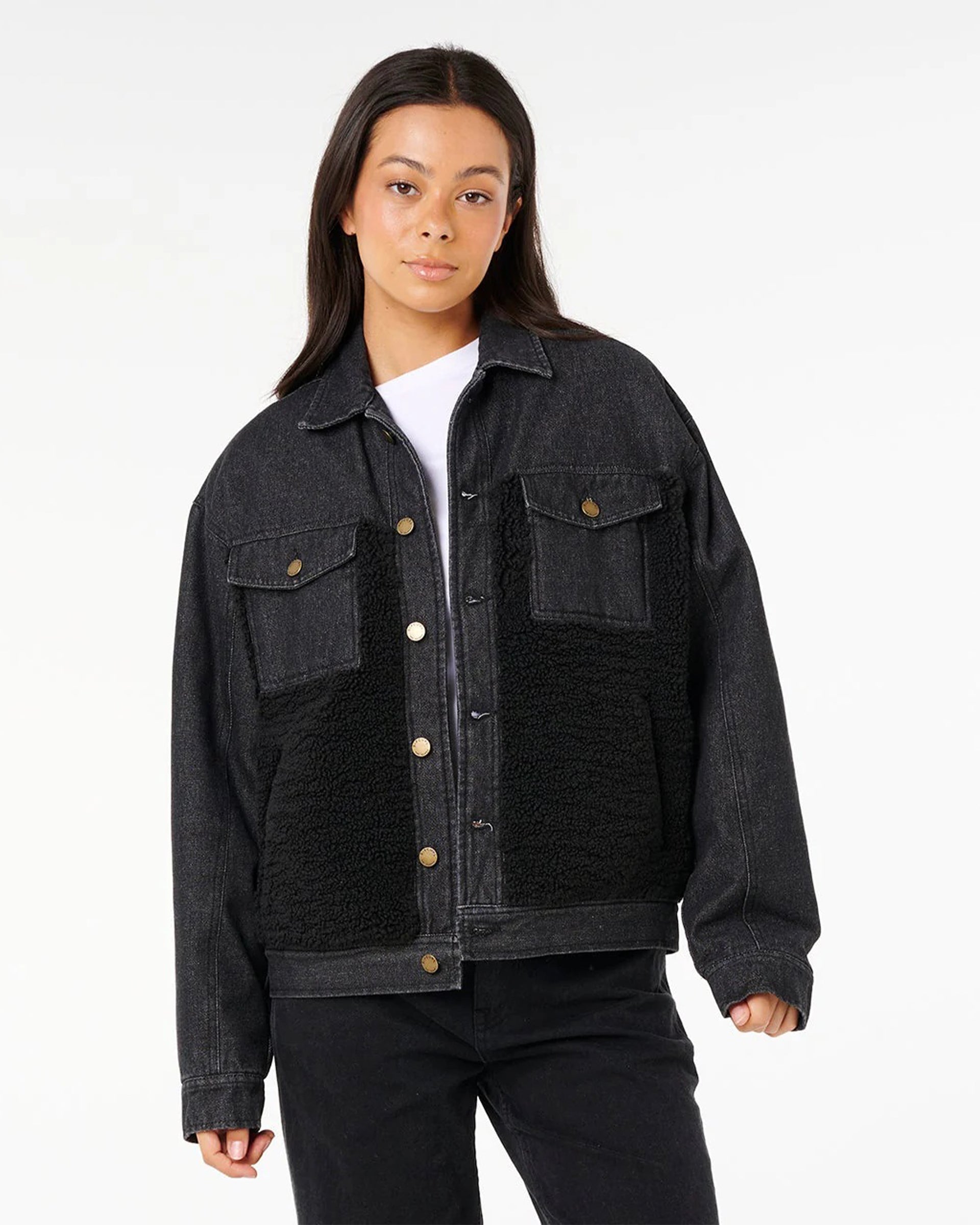 Cruisin' Sherpa Denim Jacket - Black – Jack's Surfboards