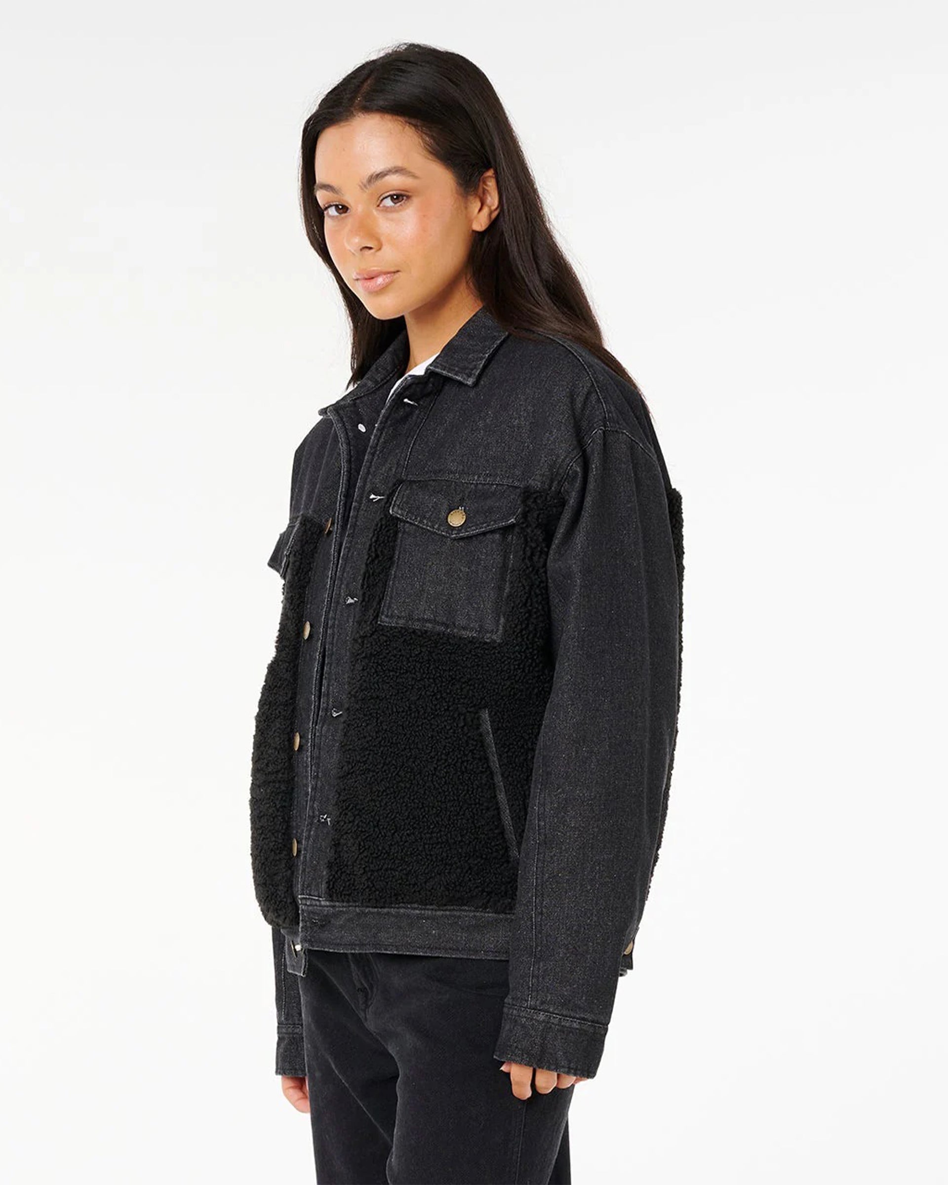 Cruisin' Sherpa Denim Jacket - Black – Jack's Surfboards