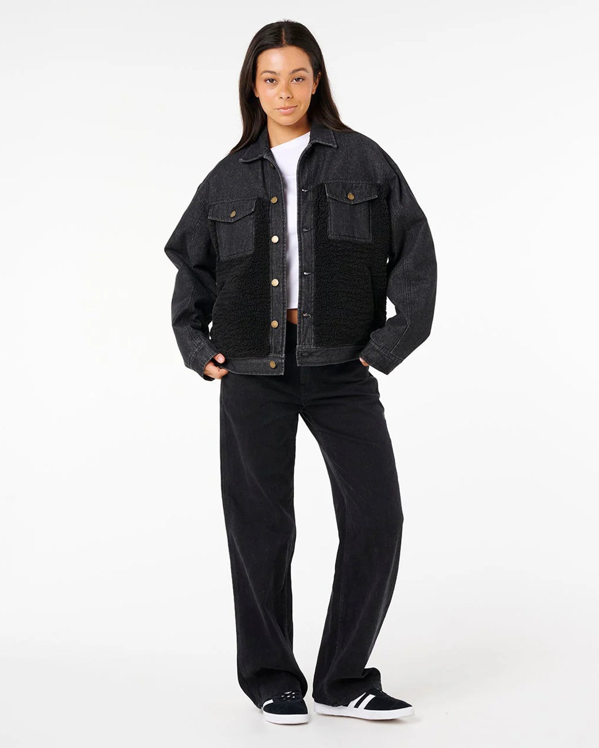 Rip Curl Women's Cruisin' Sherpa Denim Jacket - Black