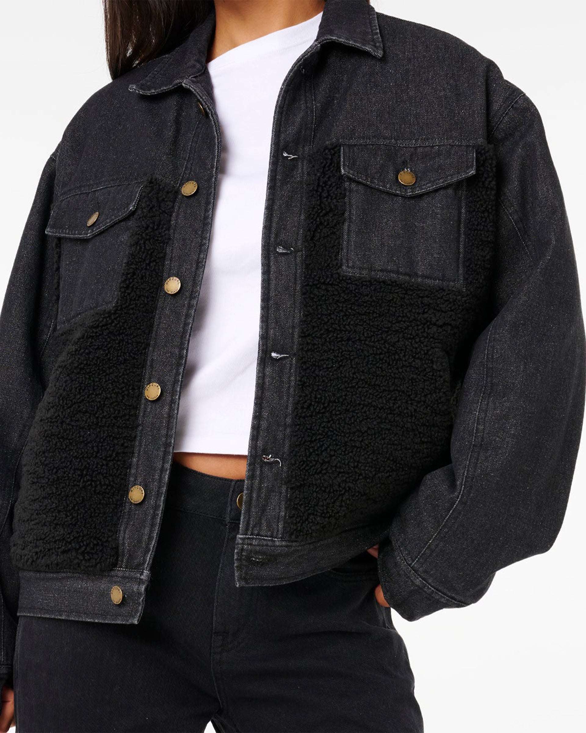 Rip Curl Women's Cruisin' Sherpa Denim Jacket - Black