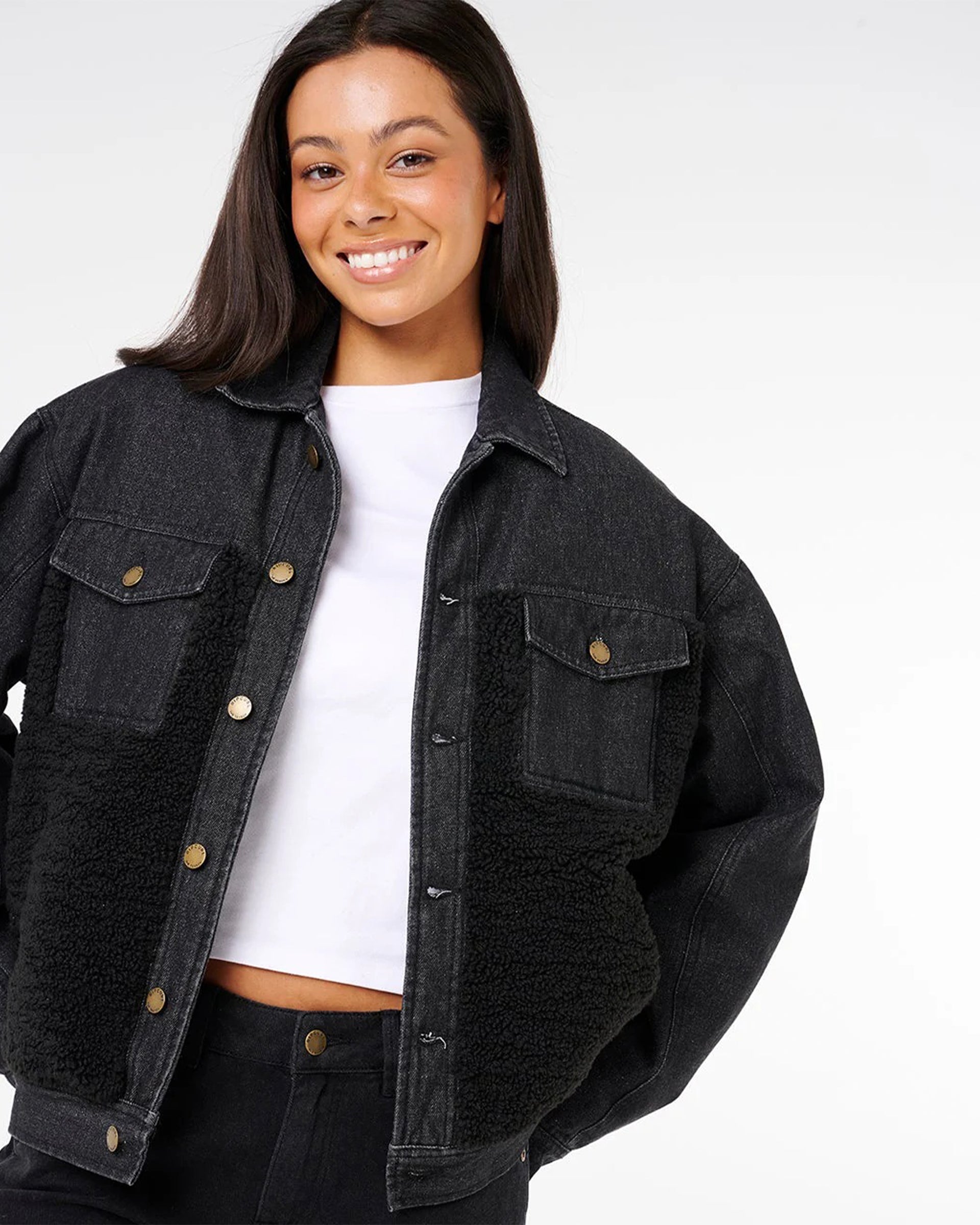 Rip Curl Women's Cruisin' Sherpa Denim Jacket - Black