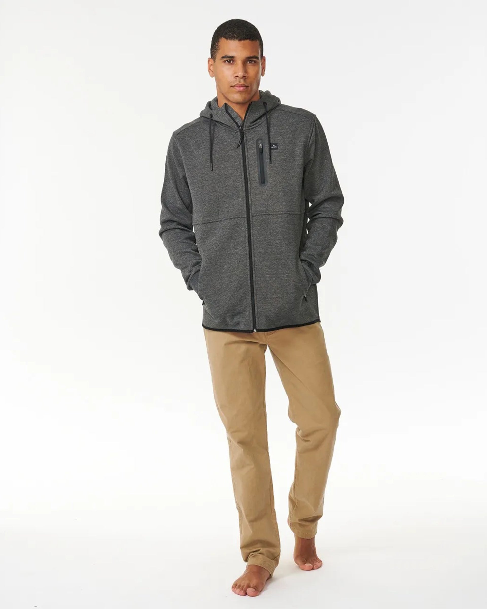 Rip Curl Anti Series Departed Zip Thru Fleece - Charcoal Marle