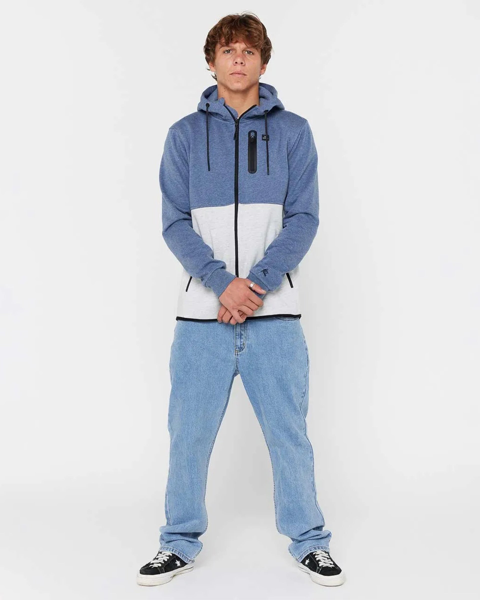 Rip Curl Anti Series Departed Zip Thru Fleece - Navy/Grey