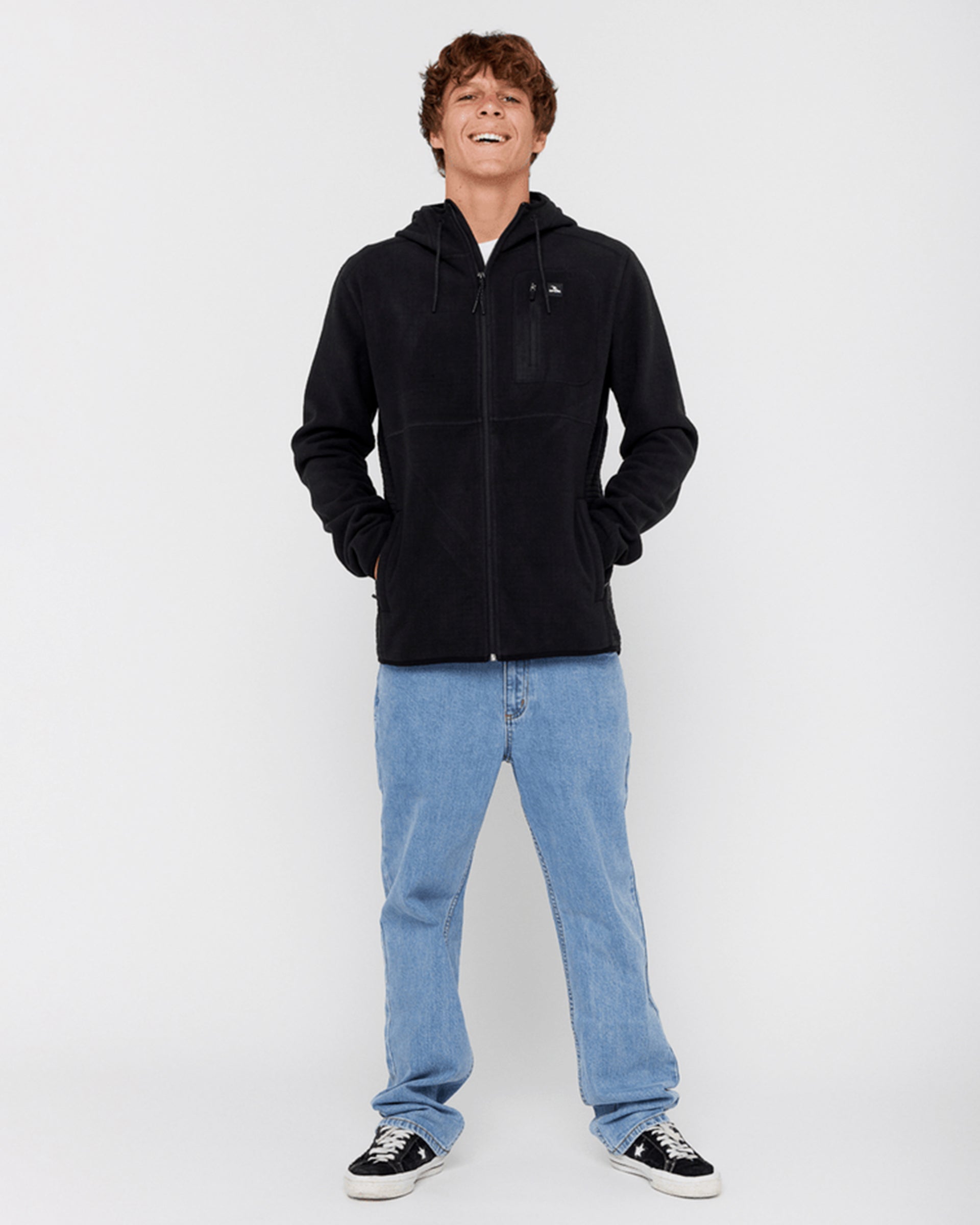 Rip Curl Departed Polar Fleece Zip Thru - Black