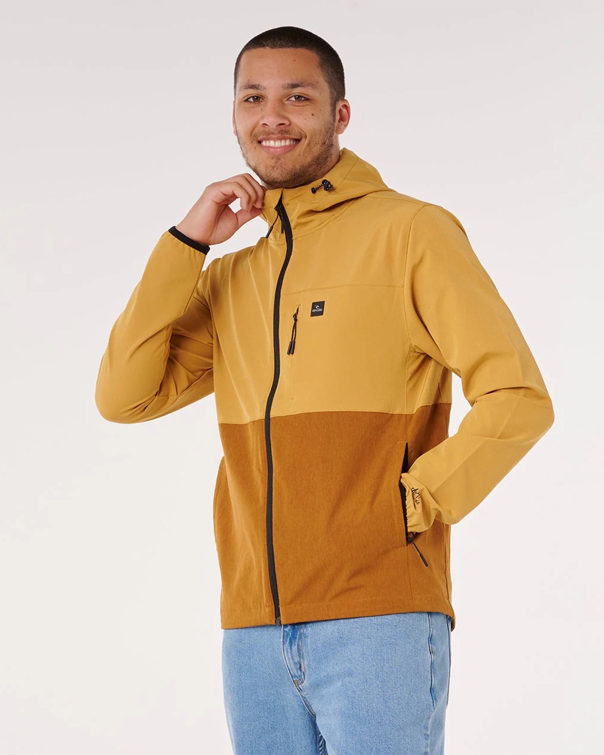 Rip Curl Elite Anti-Series Zip Through Jacket - Brown/Gold
