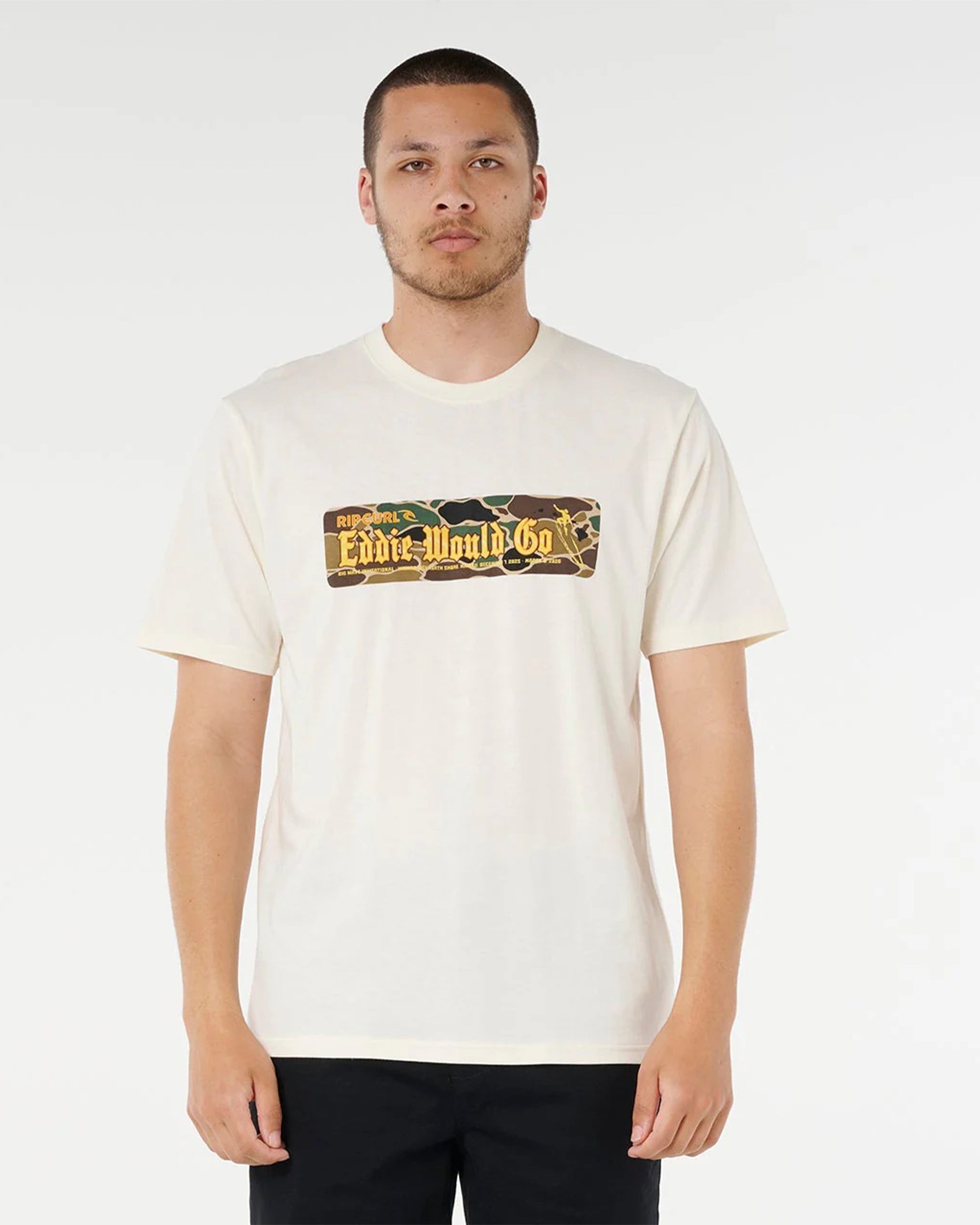 Rip Curl Eddie Would Go Sticker Tee - Bone