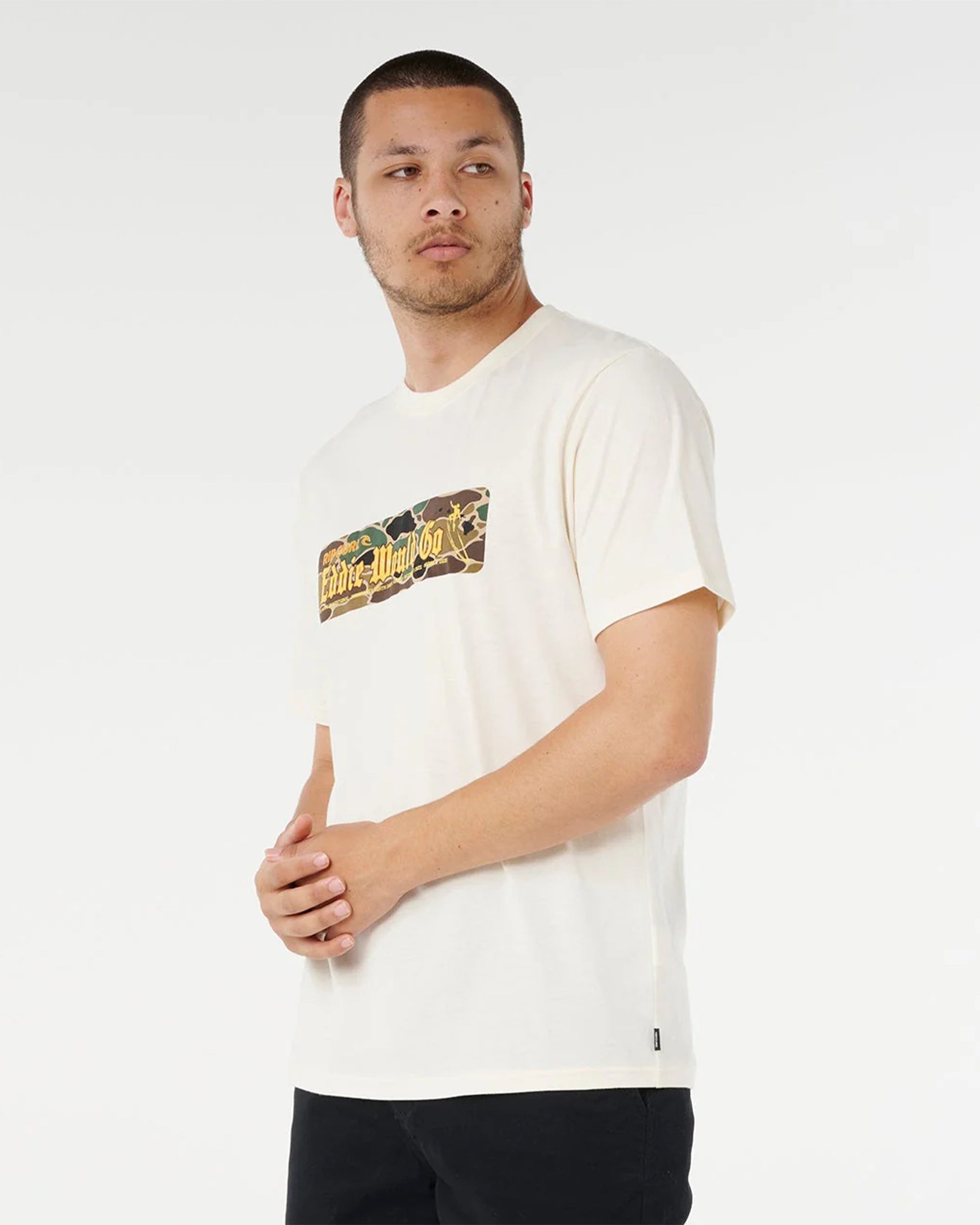 Rip Curl Eddie Would Go Sticker Tee - Bone
