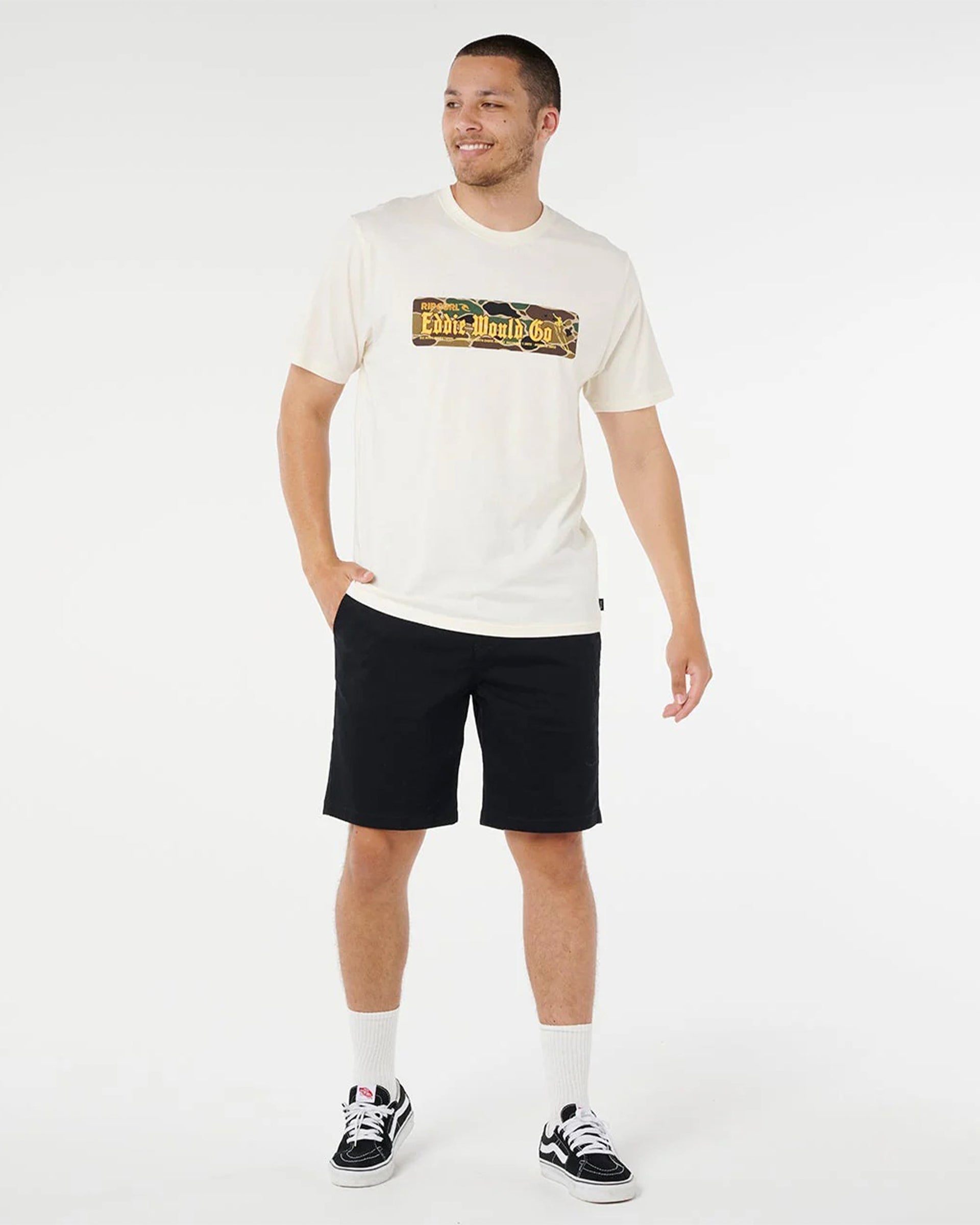 Rip Curl Eddie Would Go Sticker Tee - Bone