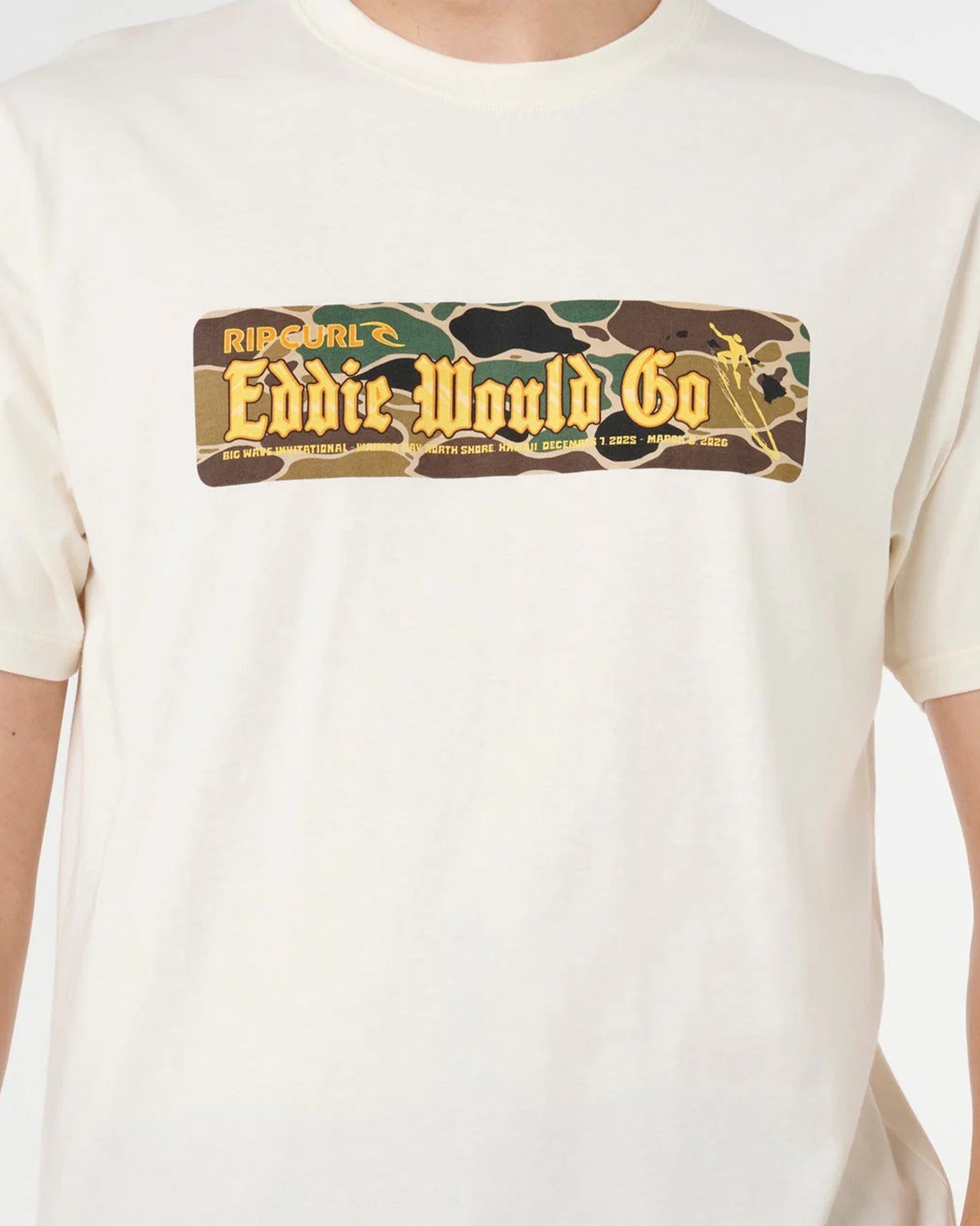 Rip Curl Eddie Would Go Sticker Tee - Bone