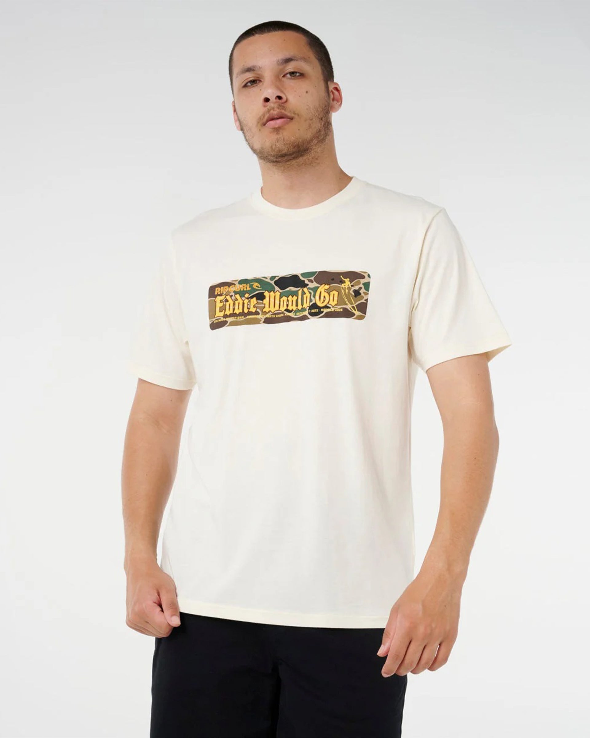 Rip Curl Eddie Would Go Sticker Tee - Bone