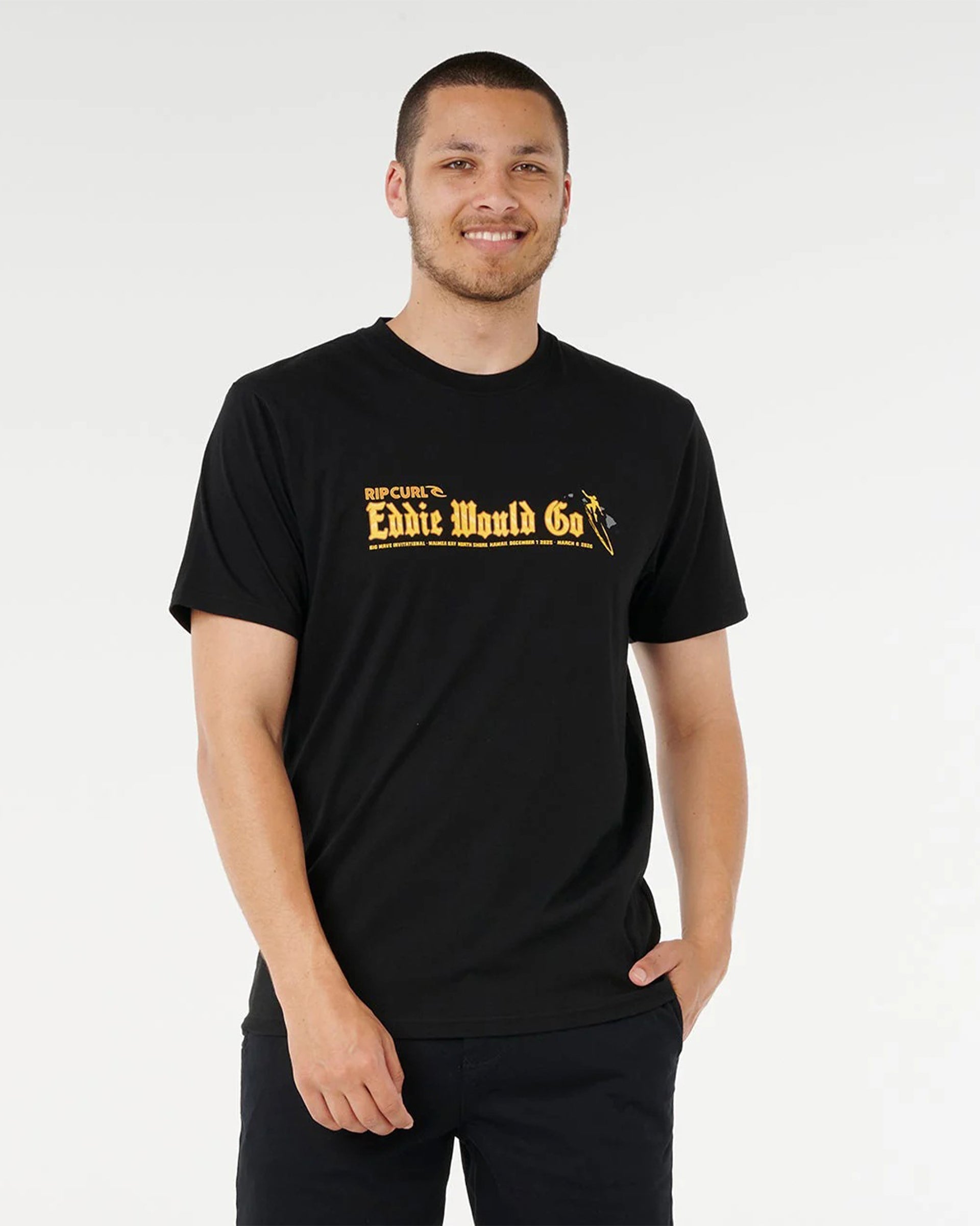Rip Curl Eddie Would Go Sticker Tee - Black