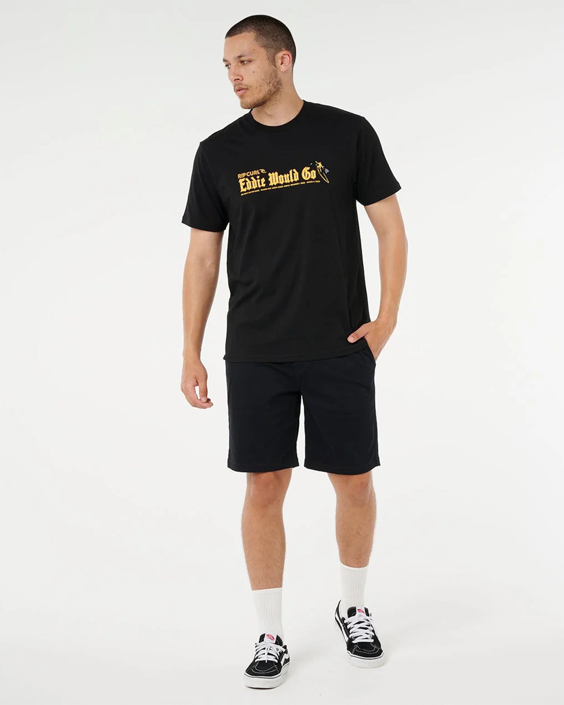 Rip Curl Eddie Would Go Sticker Tee - Black