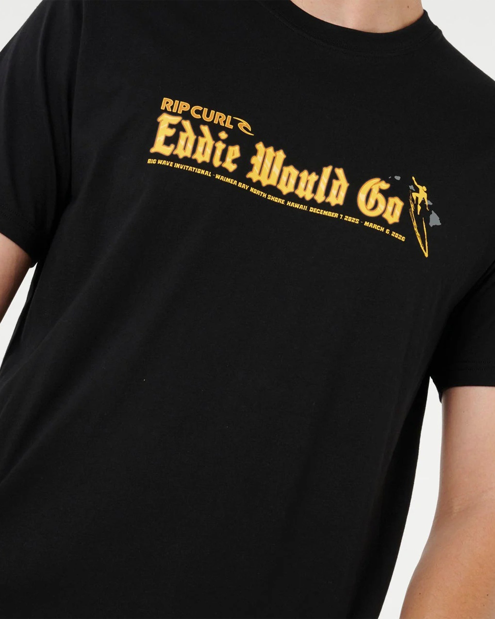 Rip Curl Eddie Would Go Sticker Tee - Black