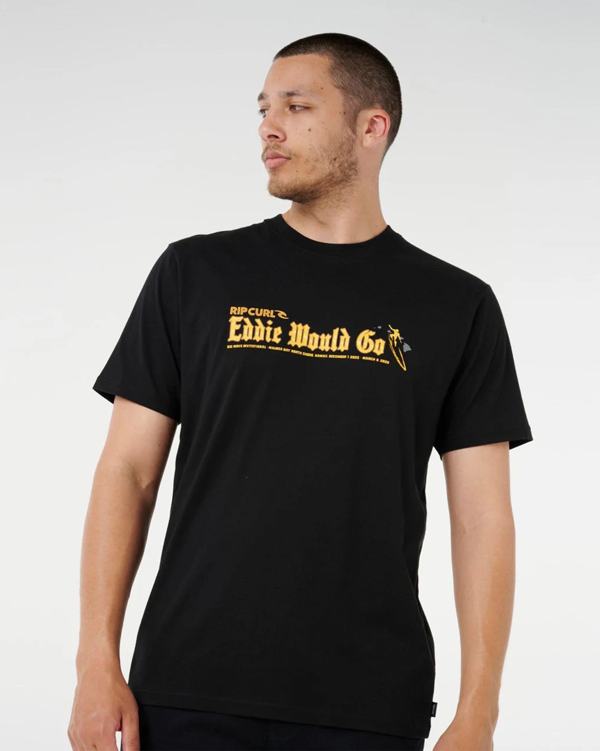 Rip Curl Eddie Would Go Sticker Tee - Black