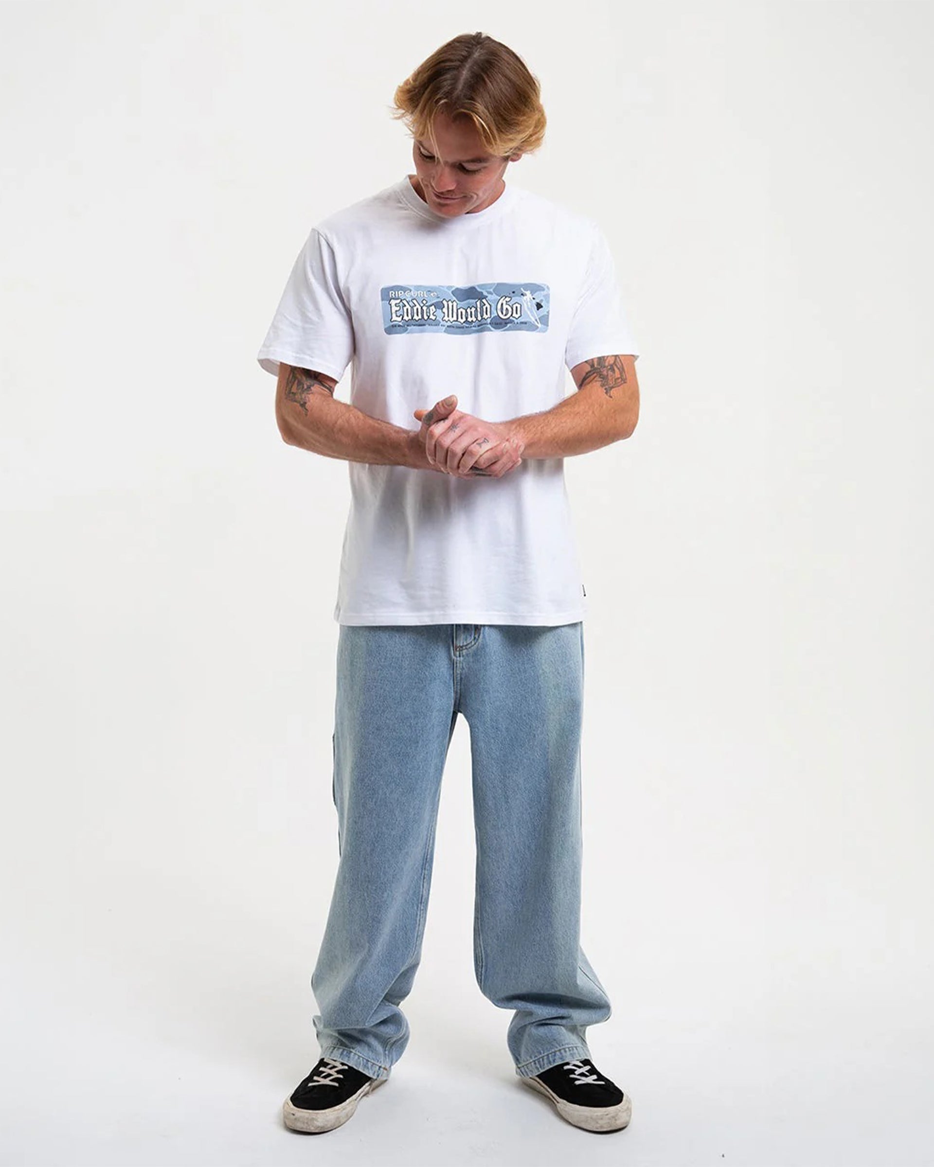 Eddie Would Go Sticker Tee - White