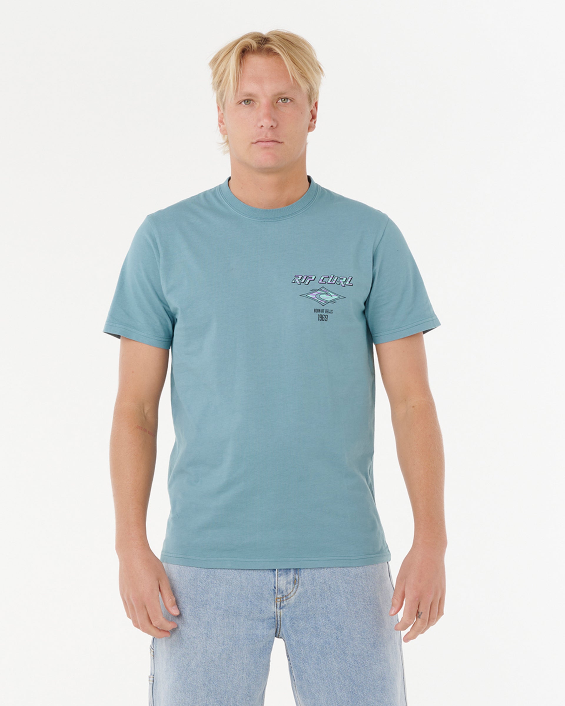 Rip Curl Fade Out Icon Short Sleeve T-Shirt - Storm Blue