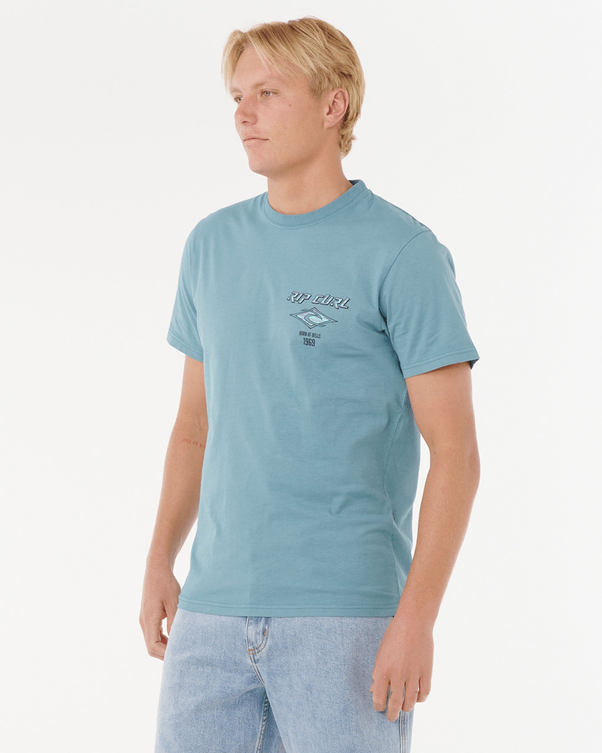 Rip Curl Fade Out Icon Short Sleeve T-Shirt - Storm Blue