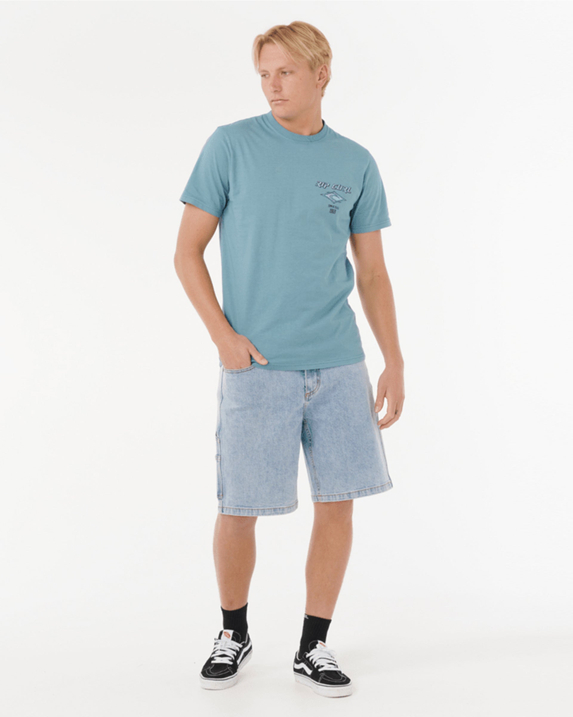Rip Curl Fade Out Icon Short Sleeve T-Shirt - Storm Blue