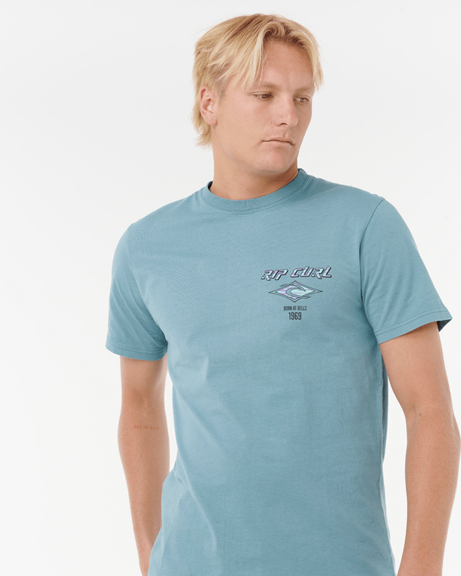 Rip Curl Fade Out Icon Short Sleeve T-Shirt - Storm Blue