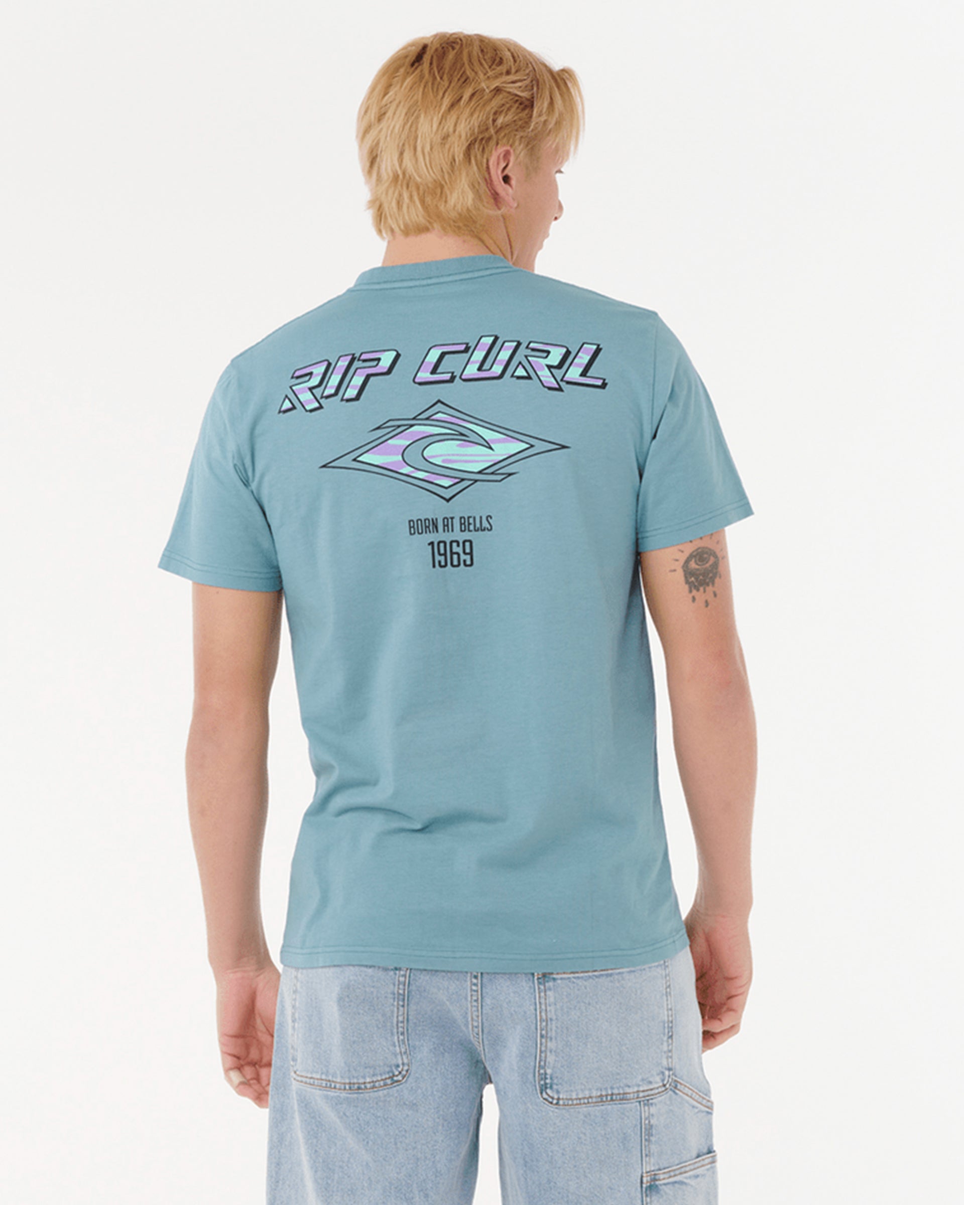 Rip Curl Fade Out Icon Short Sleeve T-Shirt - Storm Blue
