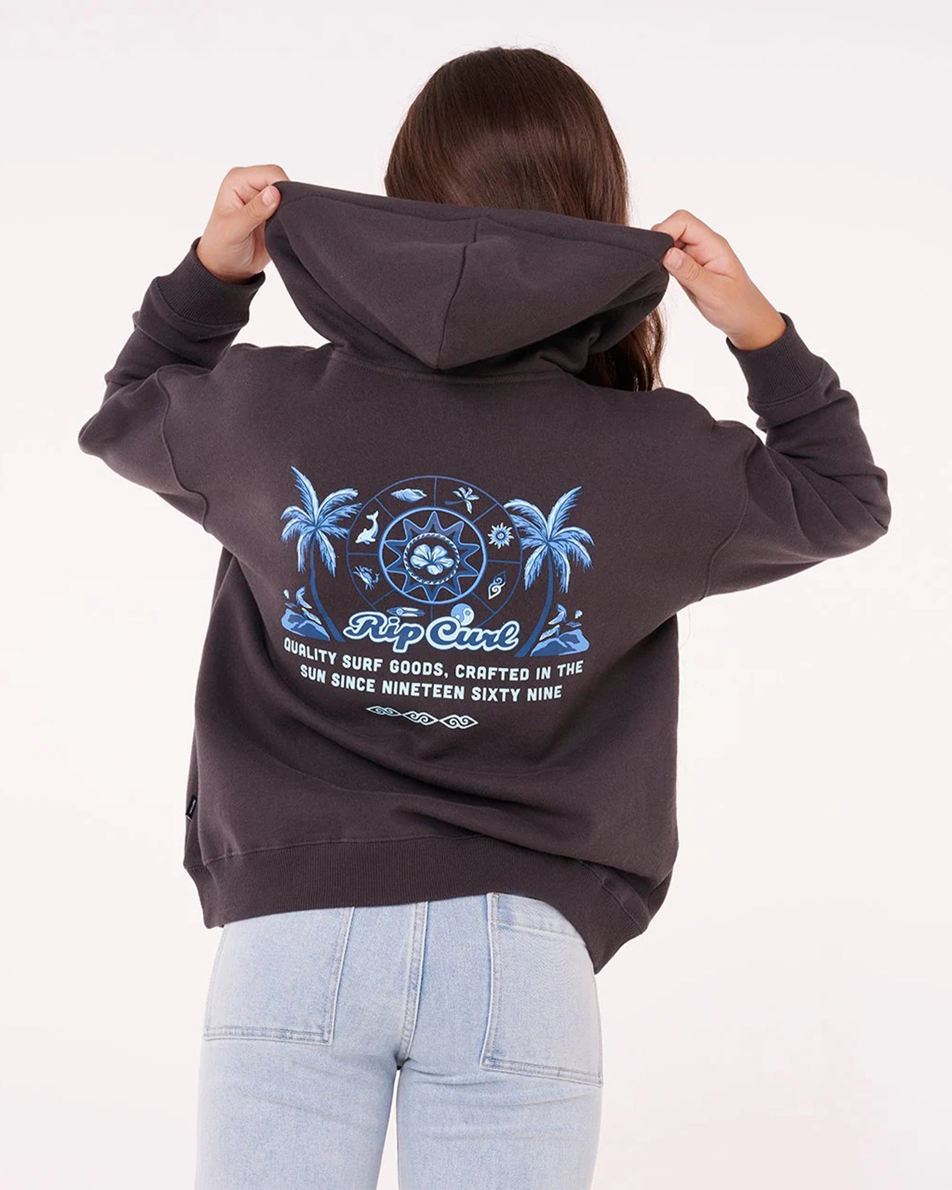 Rip Curl Girl's (8-16) Paradise Club Hood - Washed Black