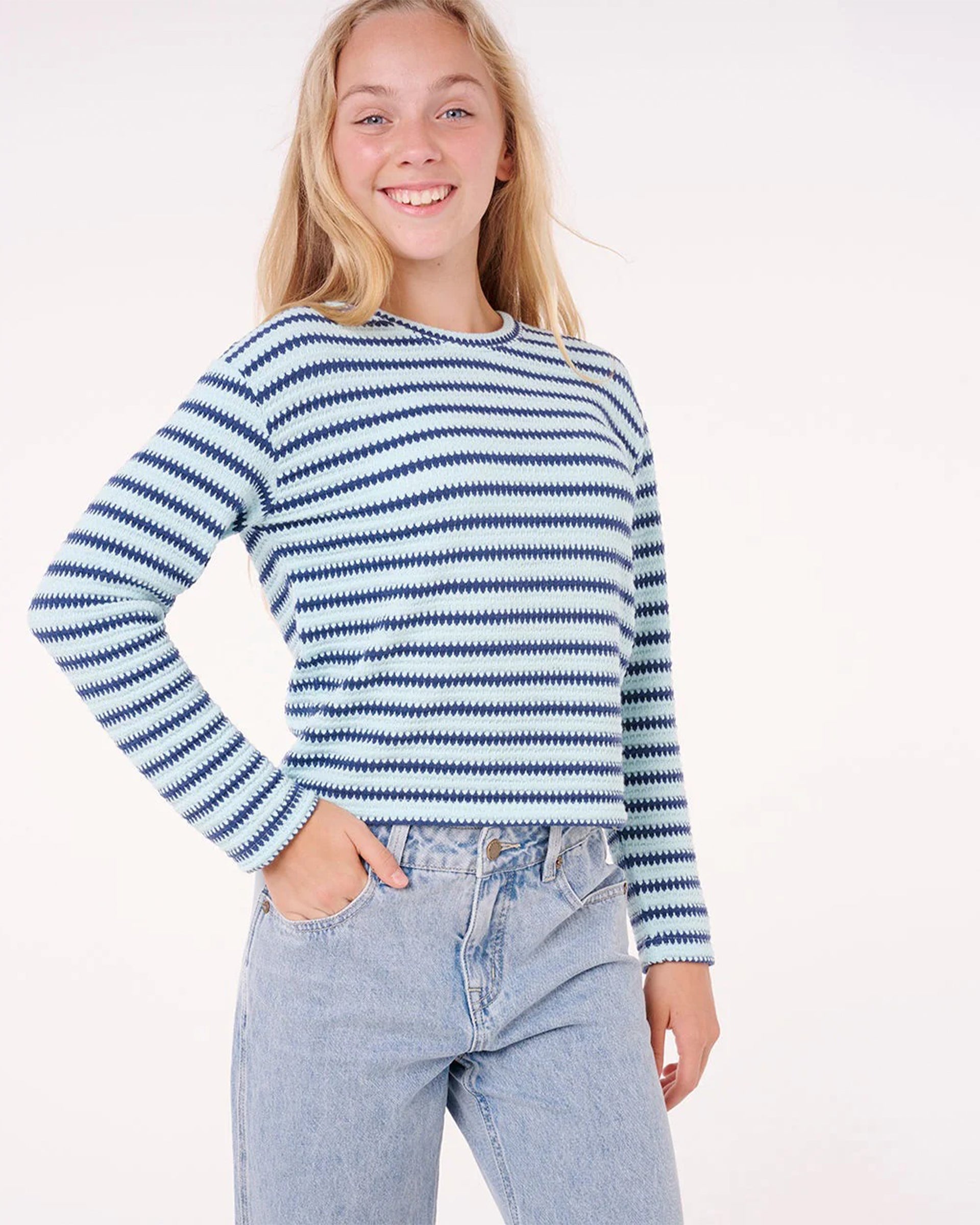 Rip Curl Girl's (8-16) Paradise Club Bobbi Long Sleeve T-Shirt - Blue