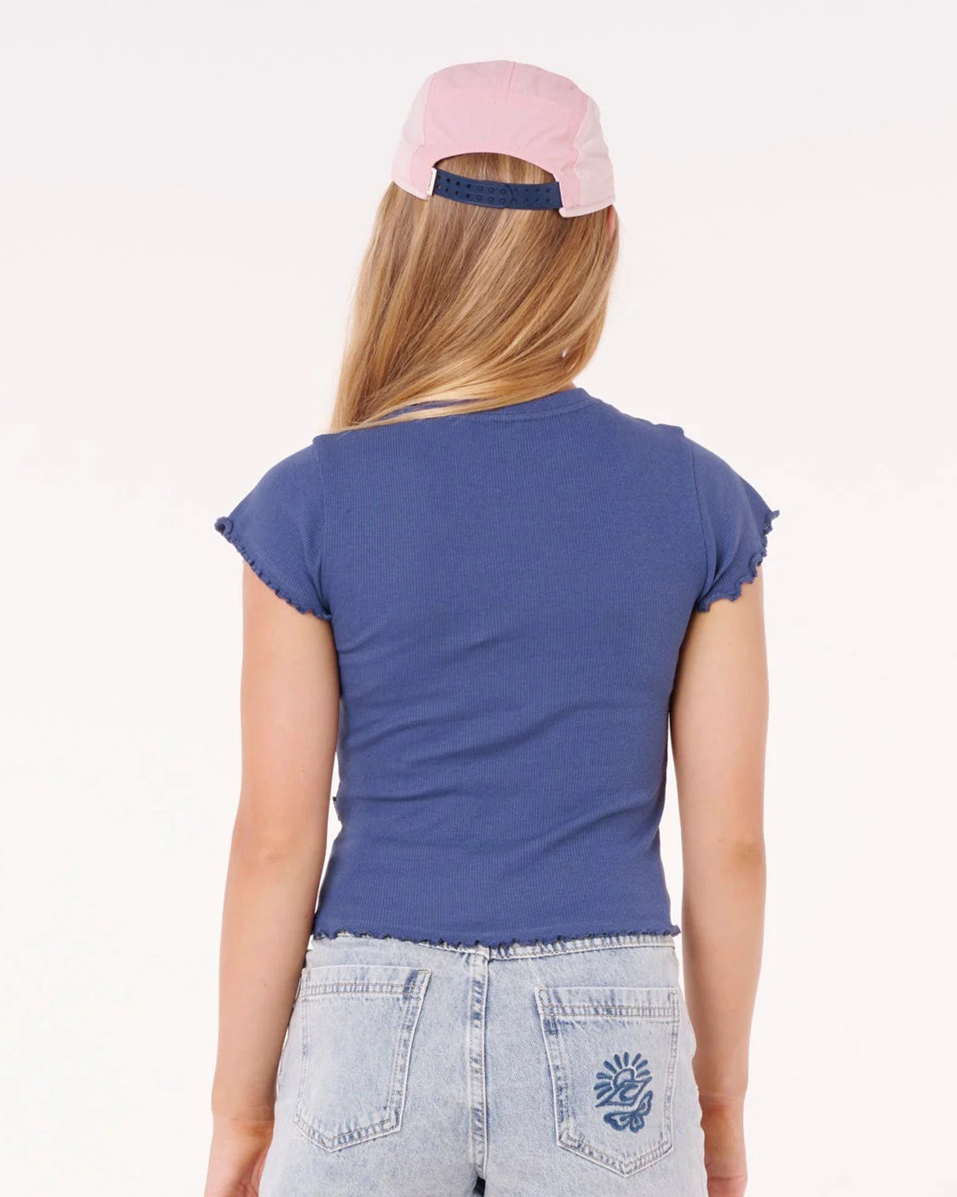 Rip Curl Girl's (8-16) Paradise Club Rib Short Sleeve T-Shirt - Washed Navy