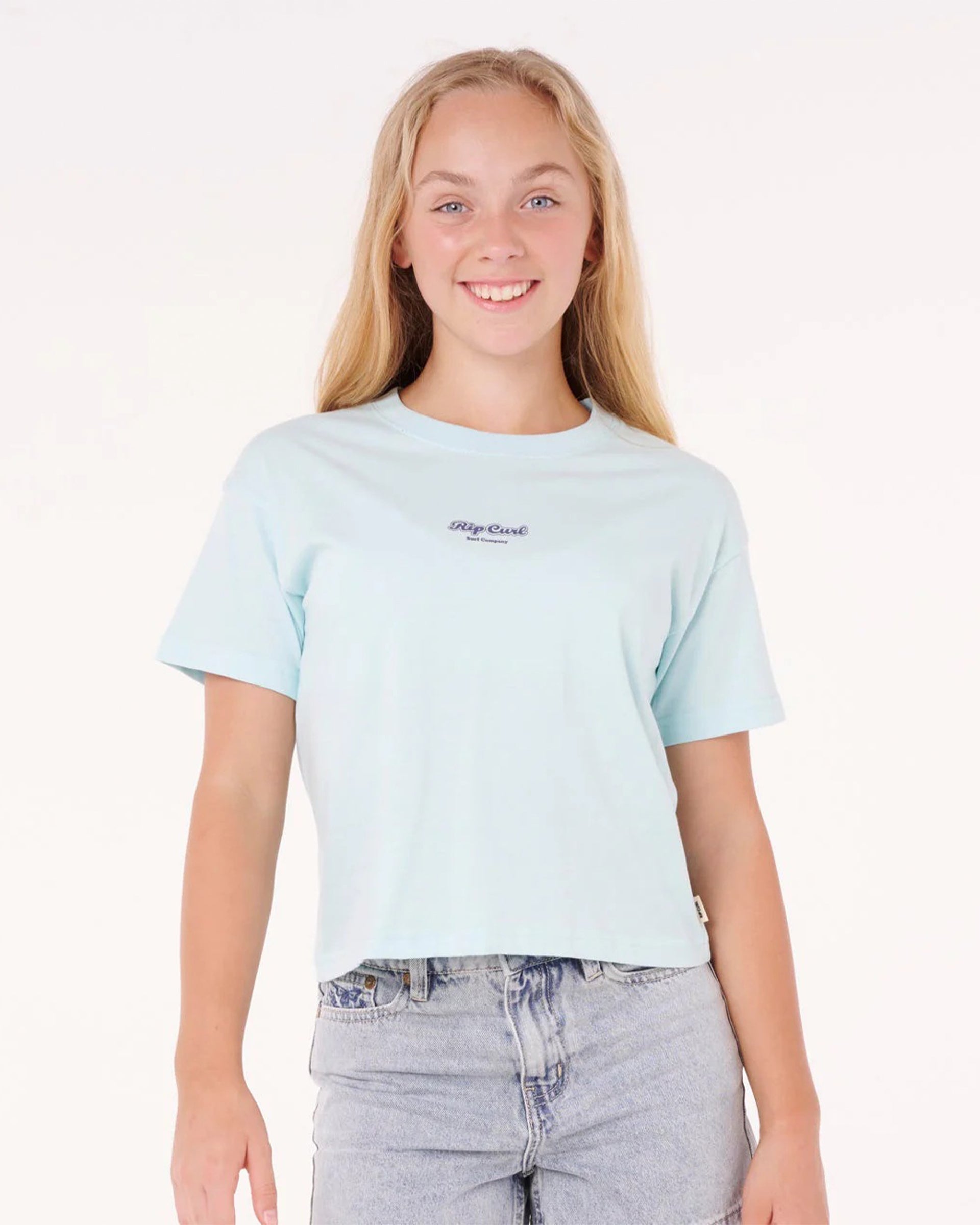 Rip Curl Girl's (8-16) Paradise Club Element Short Sleeve T-Shirt - Sky Blue
